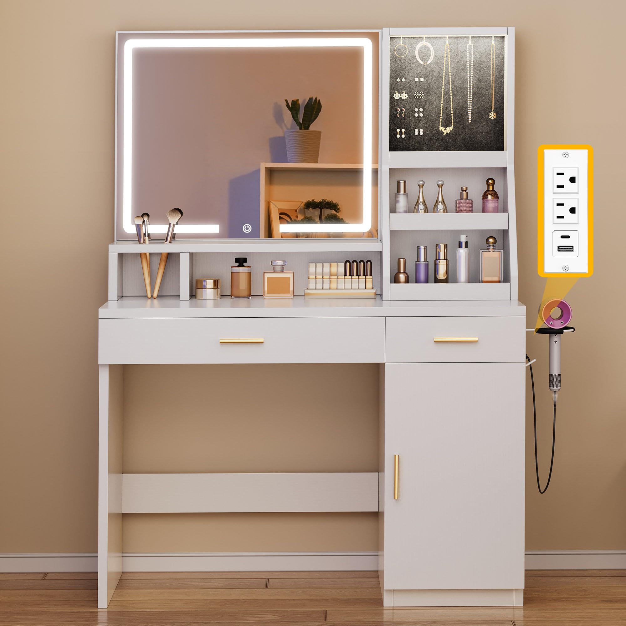 Amazon.com: YITAHOME Vanity Desk with Mirror | Makeup Vanity Set